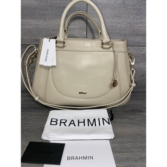 NWT Brahmin Raelynn Satchel Sand Leather Beige gray bag - Picture 1 of 10